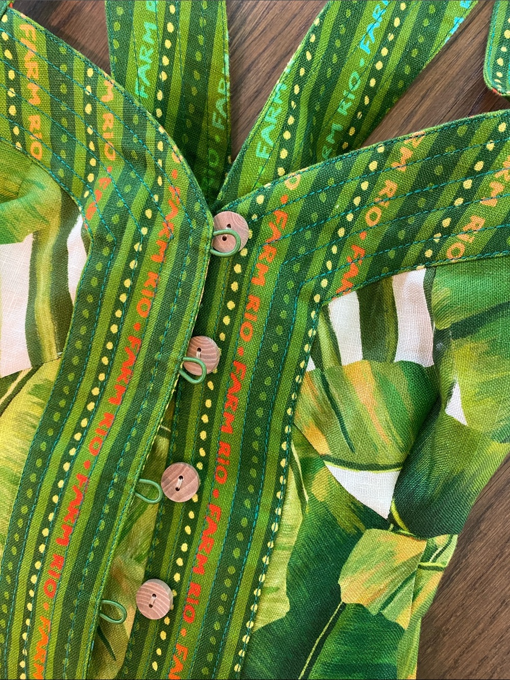 FARM Rio Green Tropical Button-Front Mini Dress - Picture 6 of 9
